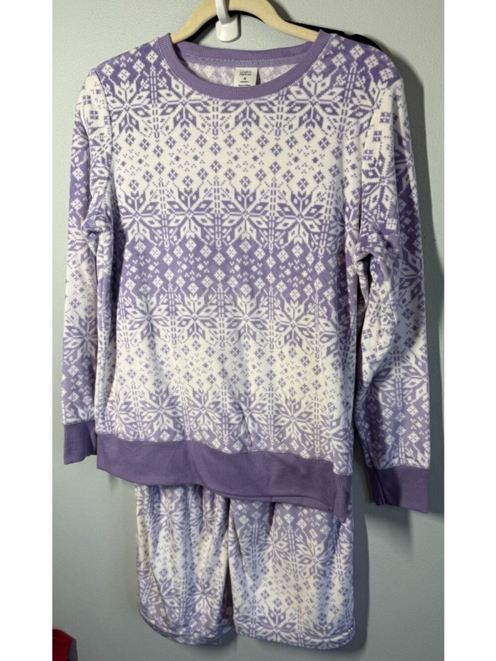 Croft & Barrow Snowflake Fleece Pajama Set Medium Purple/White Soft Cozy Lounge